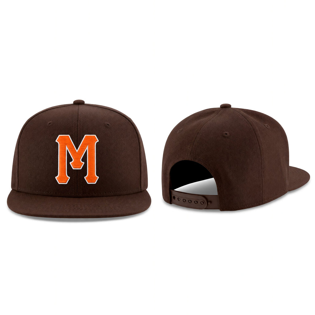 Custom Brown Orange-White Stitched Adjustable Snapback Hat
