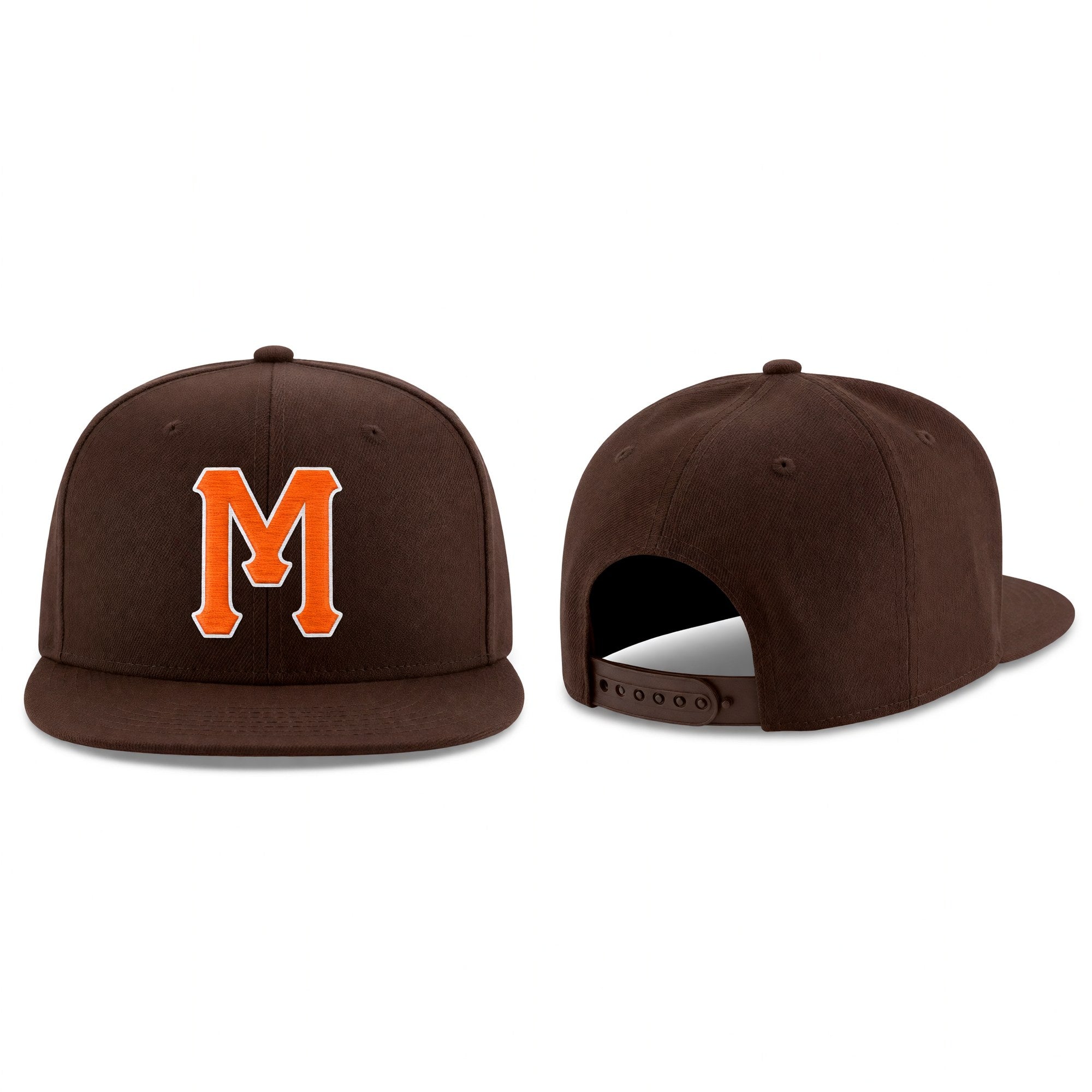Custom Brown Orange-White Stitched Adjustable Snapback Hat