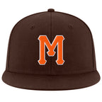 Custom Brown Orange-White Stitched Adjustable Snapback Hat photo 2