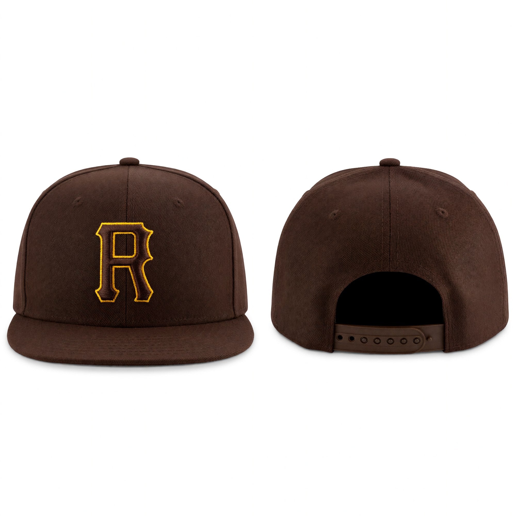 Custom Brown Brown-Gold Stitched Adjustable Snapback Hat