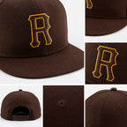 Custom Brown Brown-Gold Stitched Adjustable Snapback Hat detail