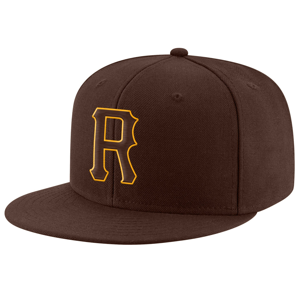Custom Brown Brown-Gold Stitched Adjustable Snapback Hat photo 1