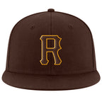 Custom Brown Brown-Gold Stitched Adjustable Snapback Hat photo 2