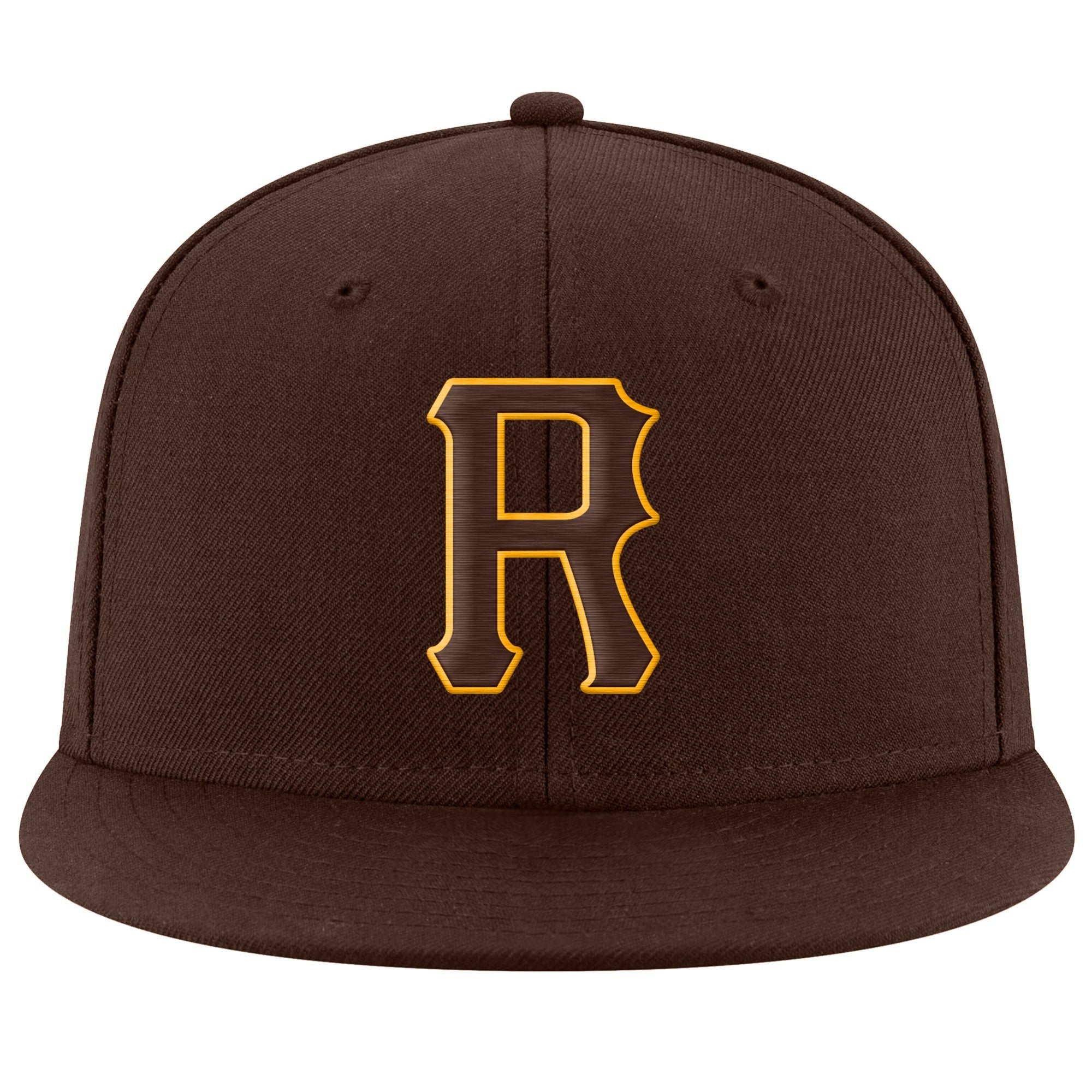 Custom Brown Brown-Gold Stitched Adjustable Snapback Hat photo 2