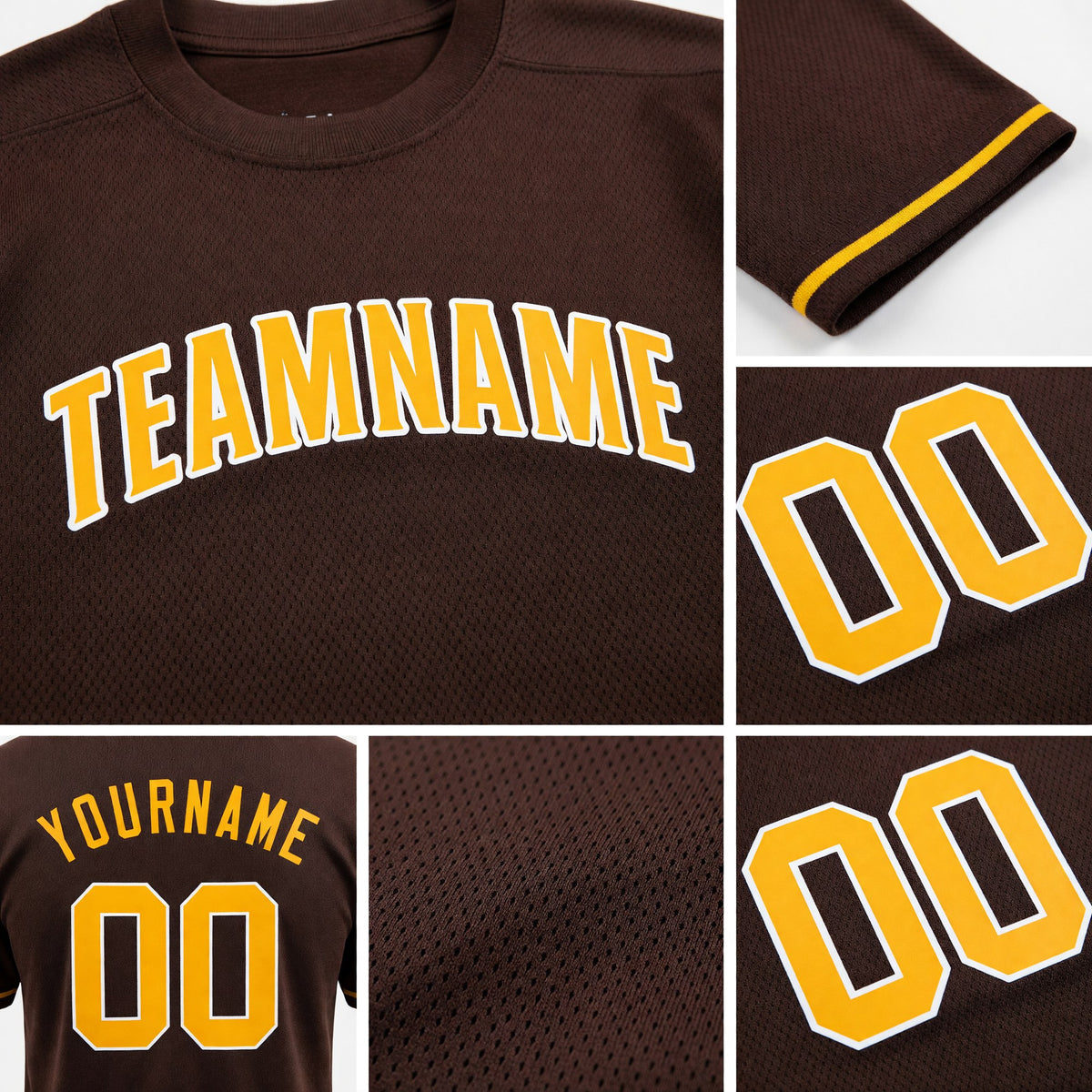 Custom Brown Gold-White Performance T-Shirt detail