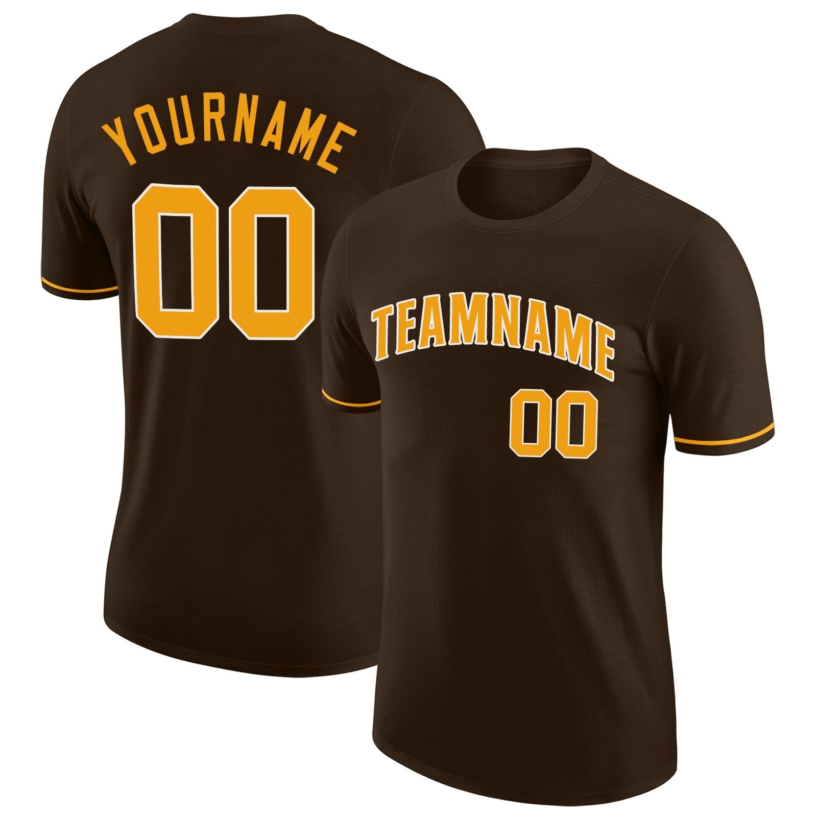 Custom Brown Gold-White Performance T-Shirt photo 1