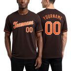 Custom Brown Orange-White Performance T-Shirt worn front and back
