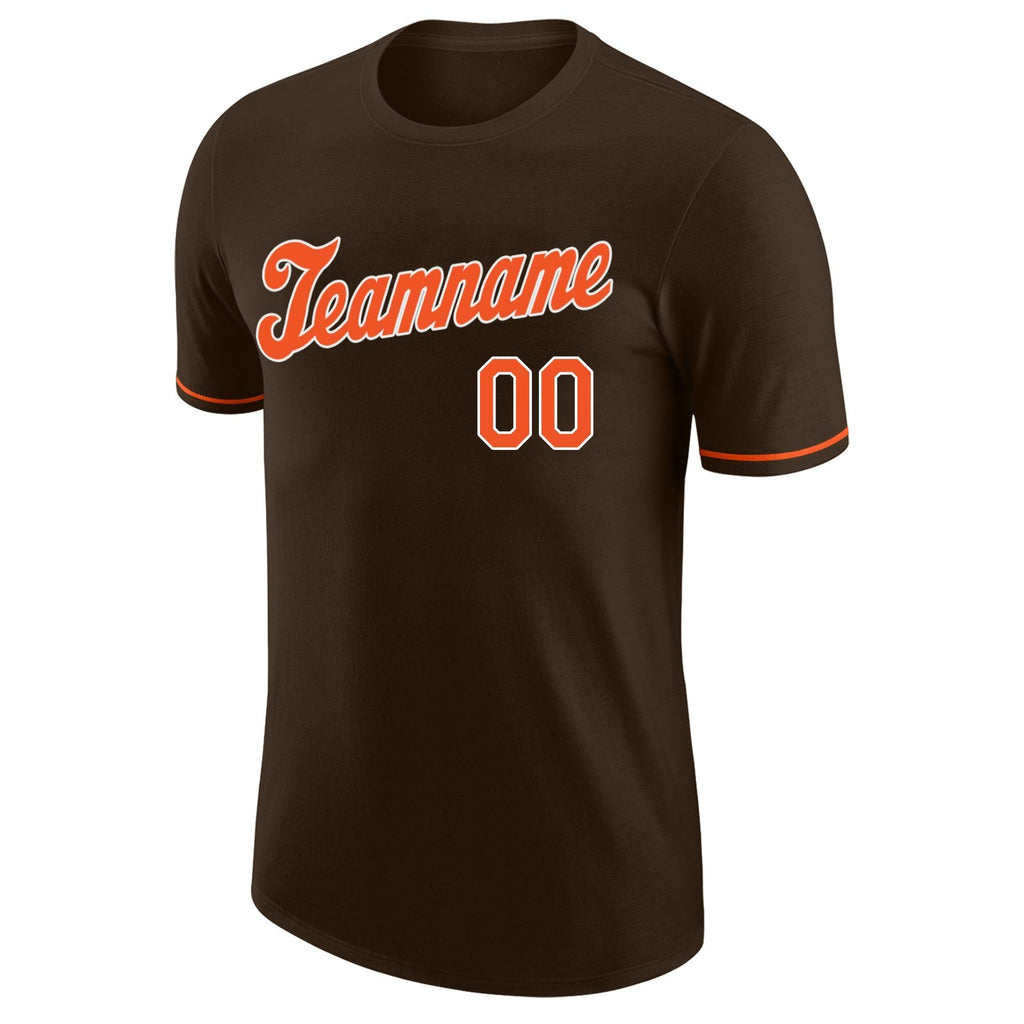 Custom Brown Orange-White Performance T-Shirt photo 4