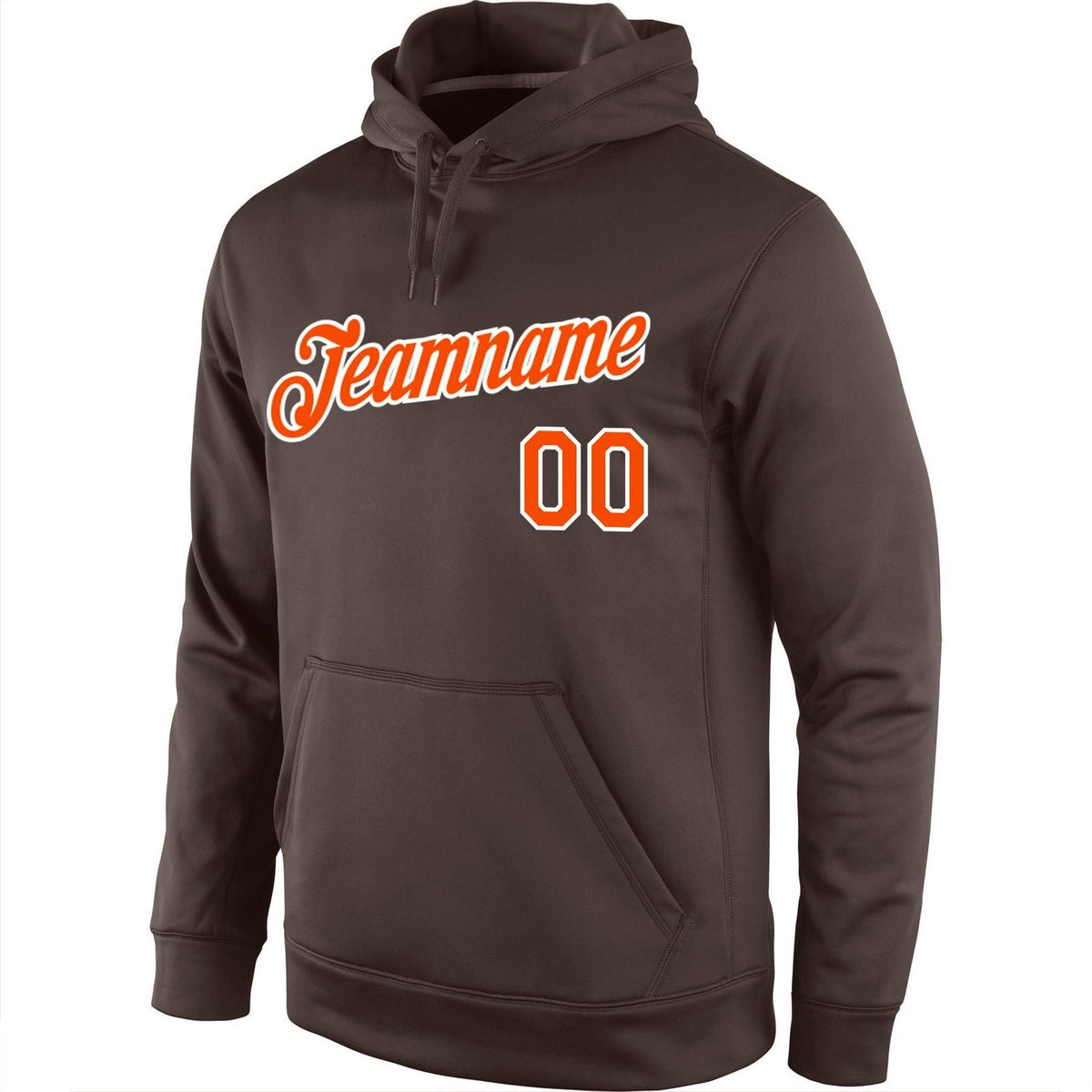 Custom Stitched Brown Orange-White Sports Pullover Sweatshirt Hoodie photo 2