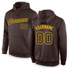Custom Stitched Brown Brown-Gold Sports Pullover Sweatshirt Hoodie