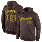 Custom Stitched Brown Brown-Gold Sports Pullover Sweatshirt Hoodie photo 1
