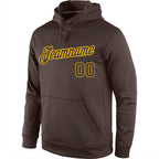 Custom Stitched Brown Brown-Gold Sports Pullover Sweatshirt Hoodie photo 2