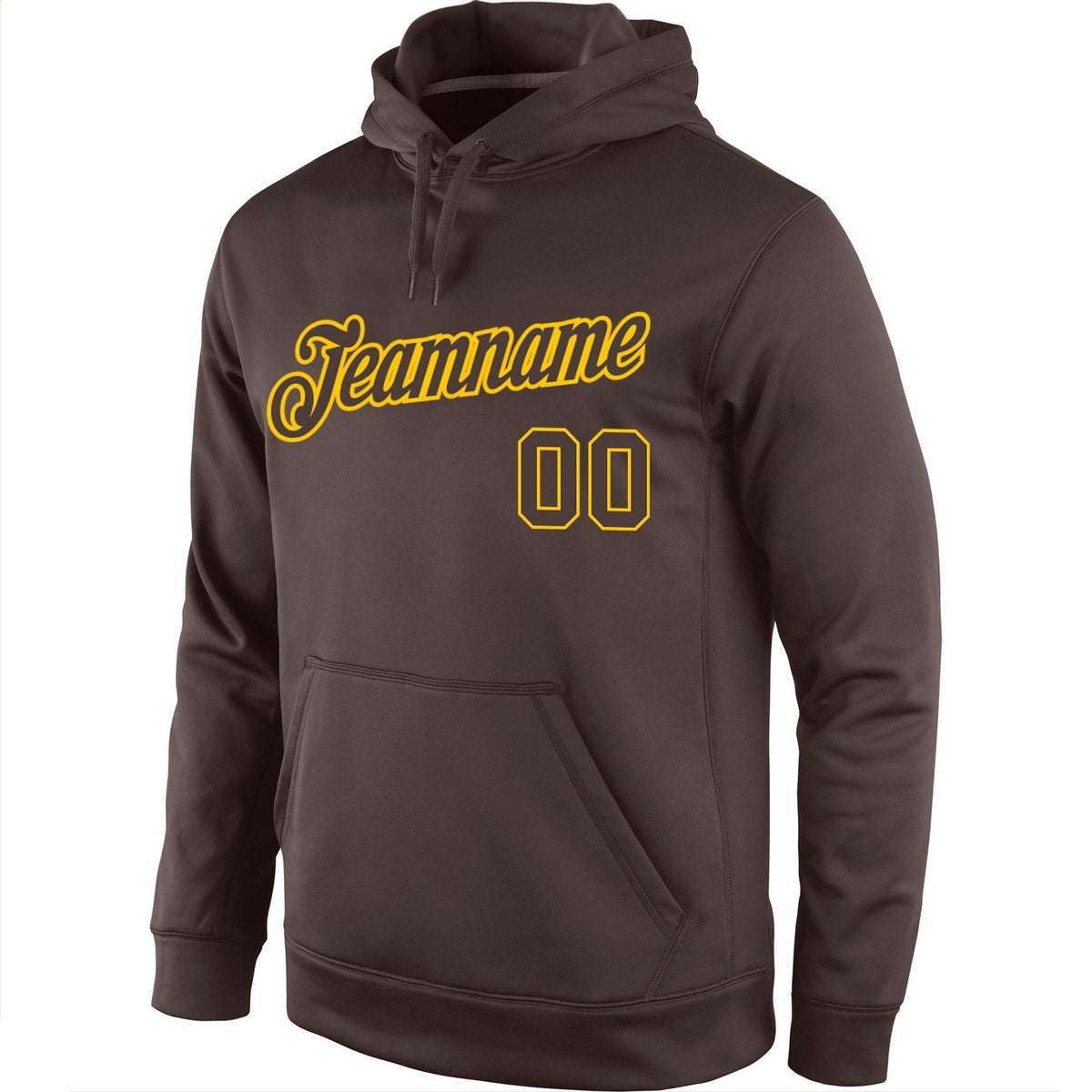 Custom Stitched Brown Brown-Gold Sports Pullover Sweatshirt Hoodie photo 2