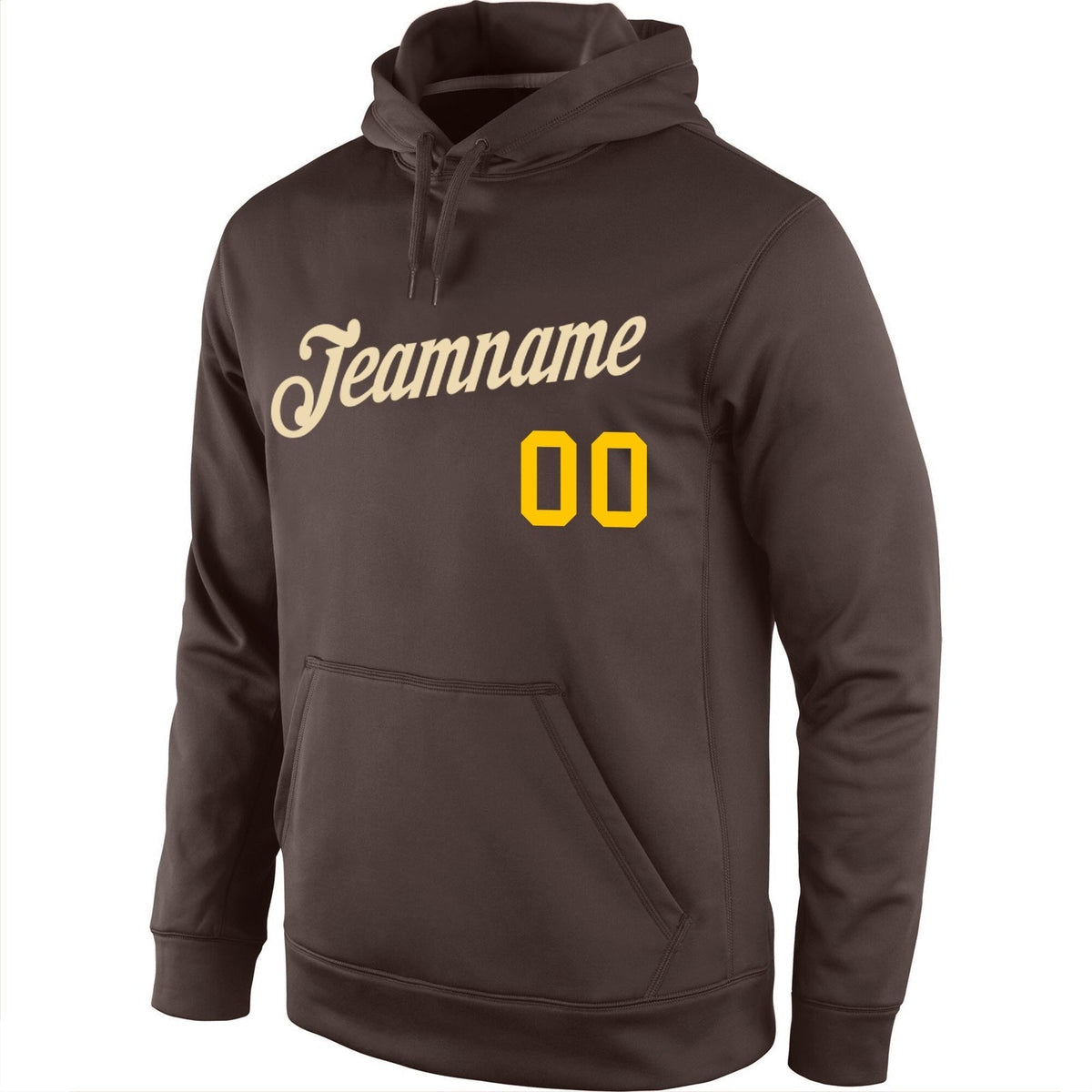Custom Stitched Brown Cream-Gold Sports Pullover Sweatshirt Hoodie photo 2