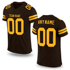 Custom Brown Gold Mesh Authentic Football Jersey