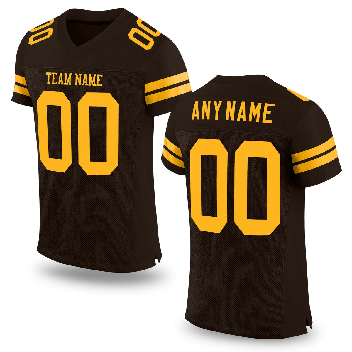 Custom Brown Gold Mesh Authentic Football Jersey