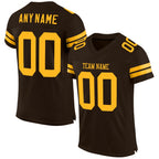 Custom Brown Gold Mesh Authentic Football Jersey photo 1