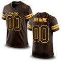 Custom Brown Brown-Gold Mesh Authentic Football Jersey