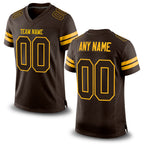 Custom Brown Brown-Gold Mesh Authentic Football Jersey