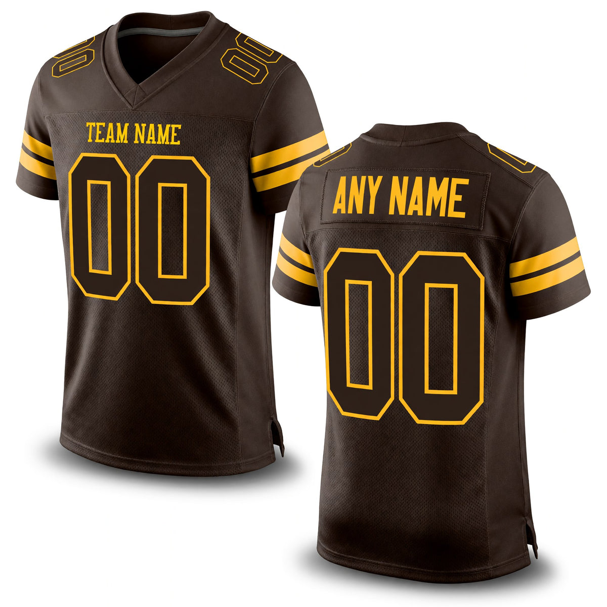 Custom Brown Brown-Gold Mesh Authentic Football Jersey