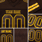 Custom Brown Brown-Gold Mesh Authentic Football Jersey detail