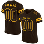 Custom Brown Brown-Gold Mesh Authentic Football Jersey photo 1