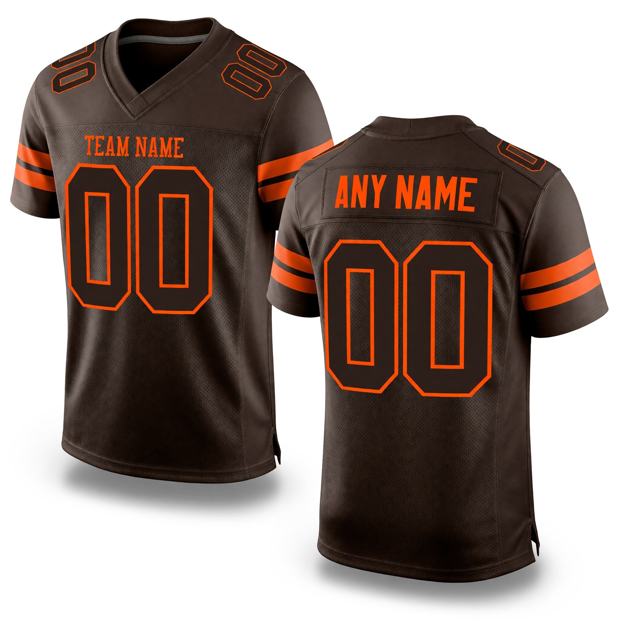 Custom Brown Brown-Orange Mesh Authentic Football Jersey
