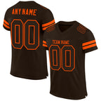 Custom Brown Brown-Orange Mesh Authentic Football Jersey photo 1