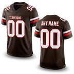 Custom Brown White-Red Mesh Authentic Football Jersey