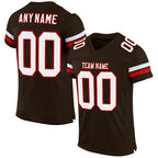 Custom Brown White-Red Mesh Authentic Football Jersey photo 1
