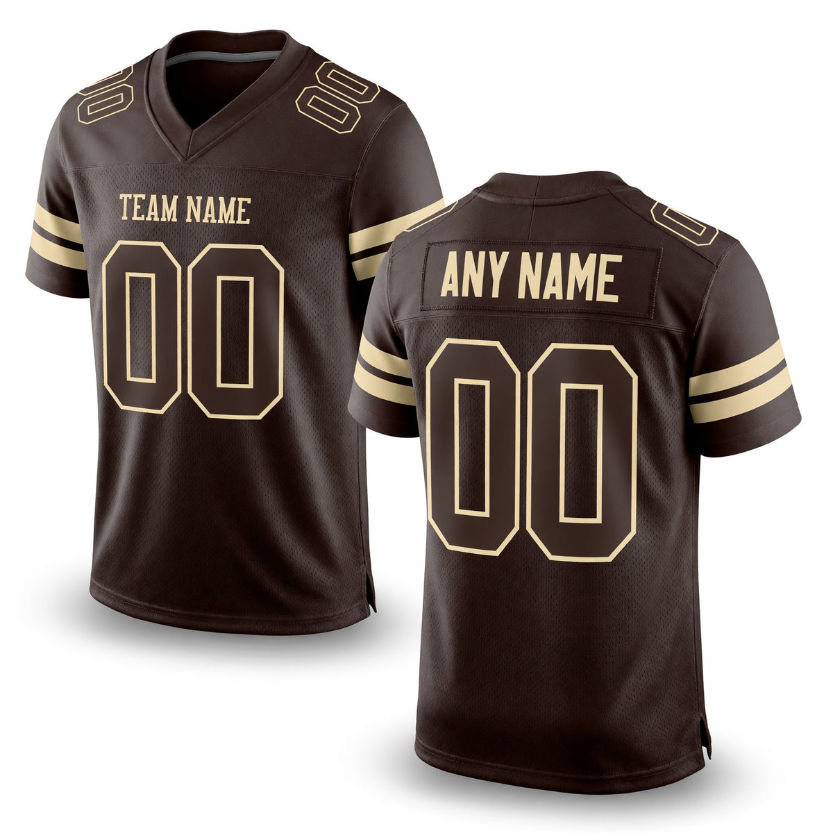 Custom Brown Brown-Cream Mesh Authentic Football Jersey