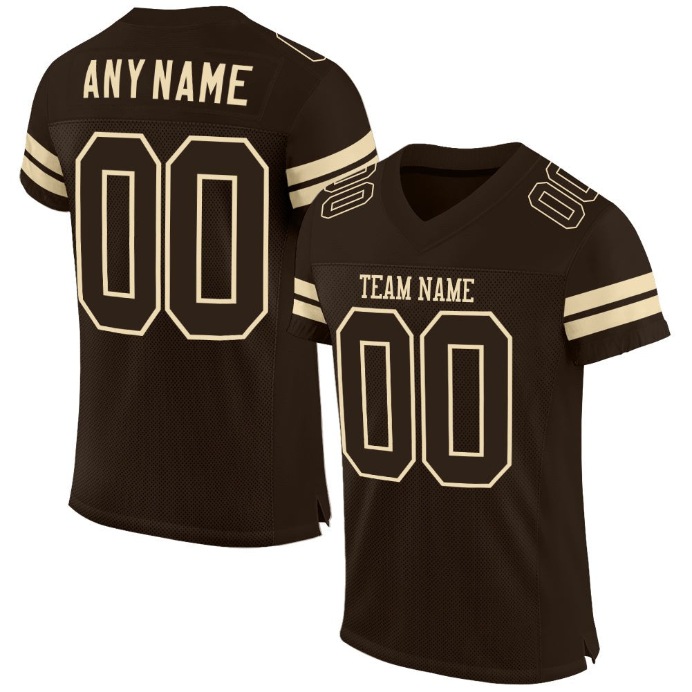 Custom Brown Brown-Cream Mesh Authentic Football Jersey photo 1