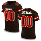 Custom Brown Red-Cream Mesh Authentic Football Jersey
