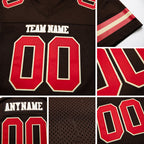 Custom Brown Red-Cream Mesh Authentic Football Jersey detail