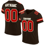 Custom Brown Red-Cream Mesh Authentic Football Jersey photo 1