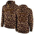 Custom Stitched Brown Brown-Old Gold 3D Pattern Design Leopard Sports Pullover Sweatshirt Hoodie