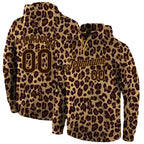 Custom Stitched Brown Brown-Old Gold 3D Pattern Design Leopard Sports Pullover Sweatshirt Hoodie photo 1