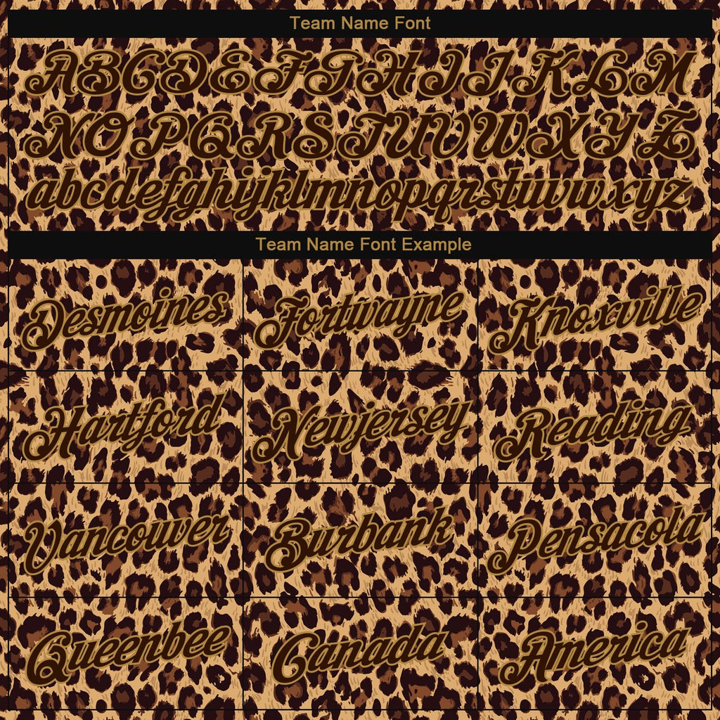 Custom Stitched Brown Brown-Old Gold 3D Pattern Design Leopard Sports Pullover Sweatshirt Hoodie photo 2