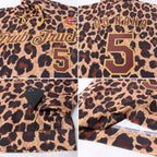 Custom Stitched Brown Brown-Old Gold 3D Pattern Design Leopard Sports Pullover Sweatshirt Hoodie photo 4