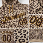 Custom Stitched Brown Brown-Old Gold 3D Pattern Design Leopard Sports Pullover Sweatshirt Hoodie detail