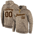 Custom Stitched Brown Brown-Old Gold 3D Pattern Design Leopard Sports Pullover Sweatshirt Hoodie photo 1