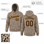 Custom Brown Leopard Pullover Hoodie with Brown and Old Gold Lettering Design 0069 customization guide