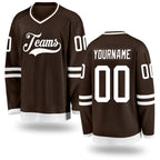 Custom Brown White Hockey Jersey