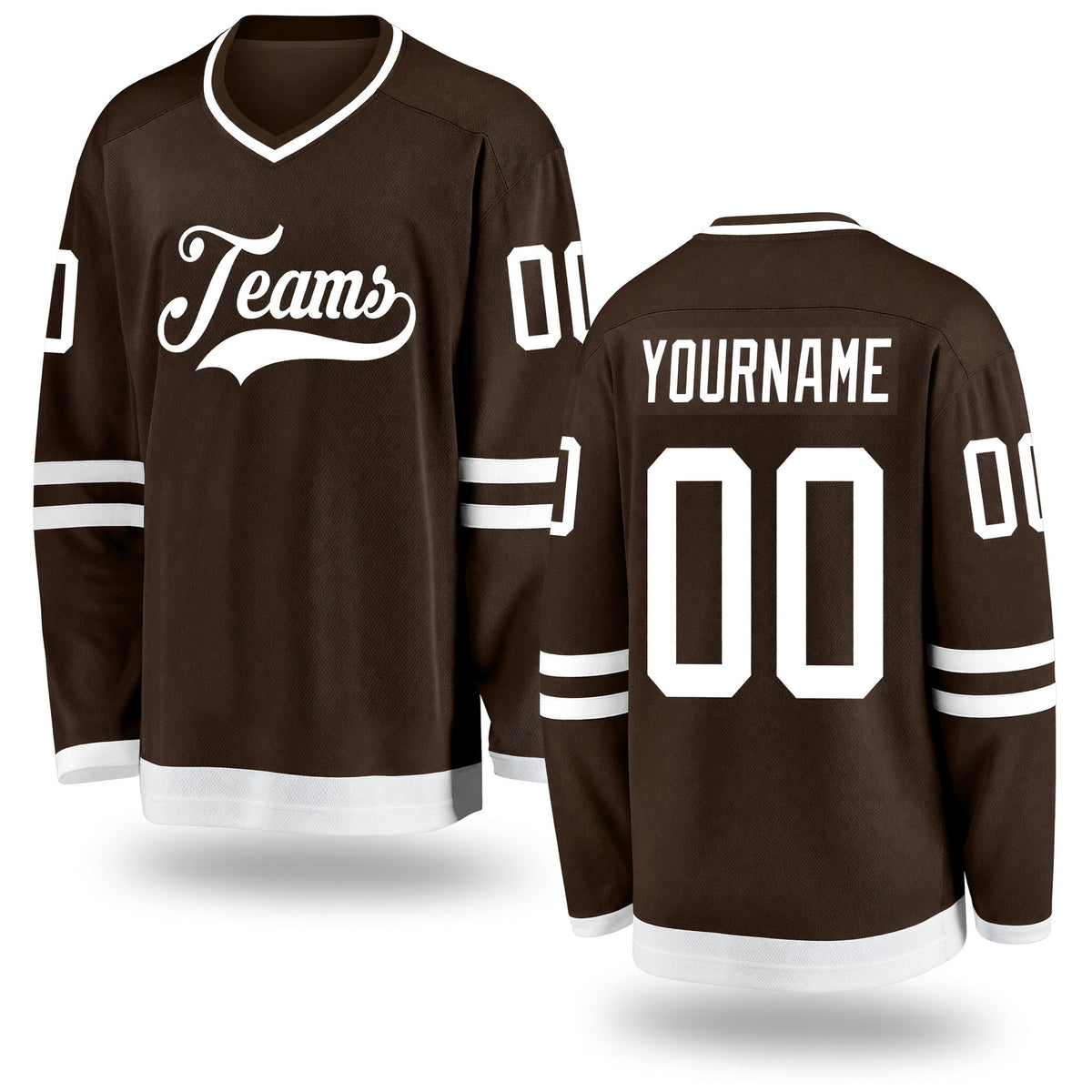 Custom Brown White Hockey Jersey