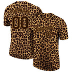 Custom Brown Brown-Old Gold 3D Pattern Design Leopard Performance T-Shirt photo 1