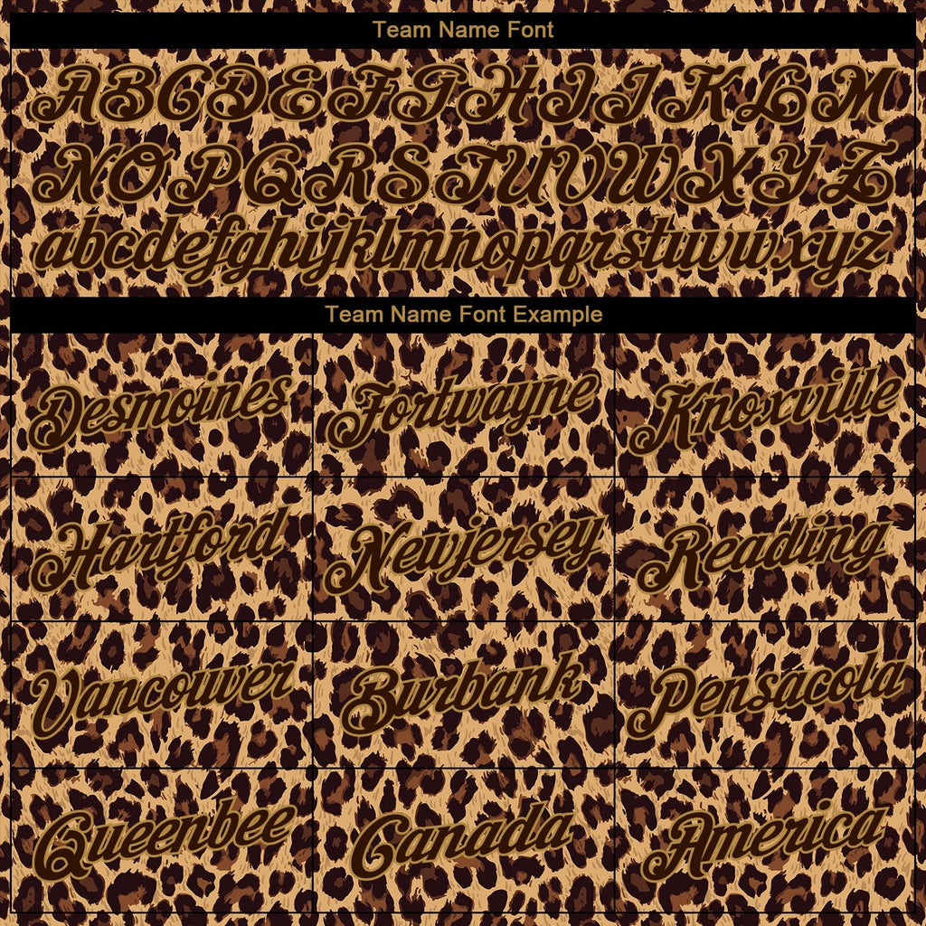 Custom Brown Brown-Old Gold 3D Pattern Design Leopard Performance T-Shirt photo 2