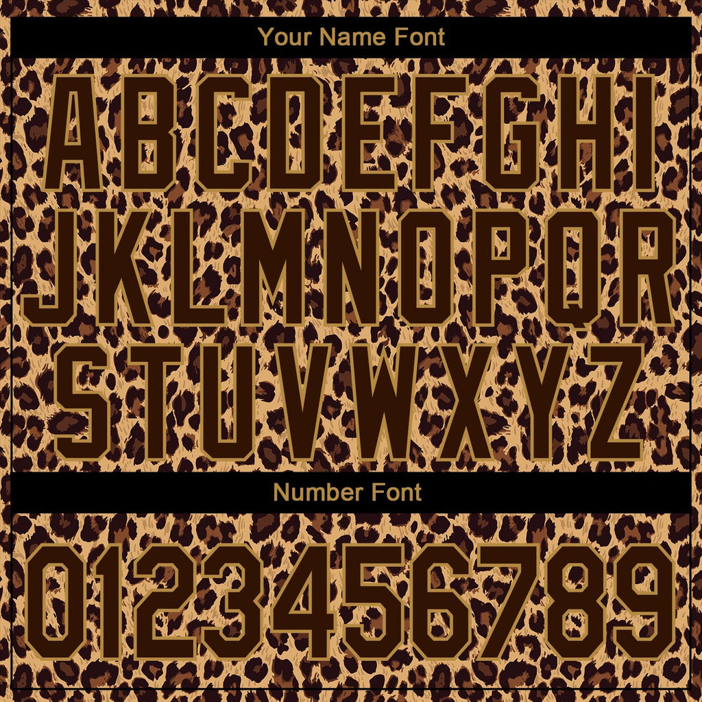 Custom Brown Brown-Old Gold 3D Pattern Design Leopard Performance T-Shirt photo 3