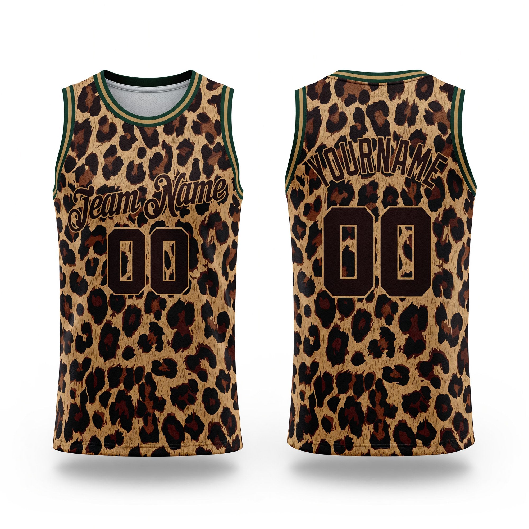Custom Brown Brown-Old Gold 3D Pattern Design Leopard Authentic Basketball Jersey