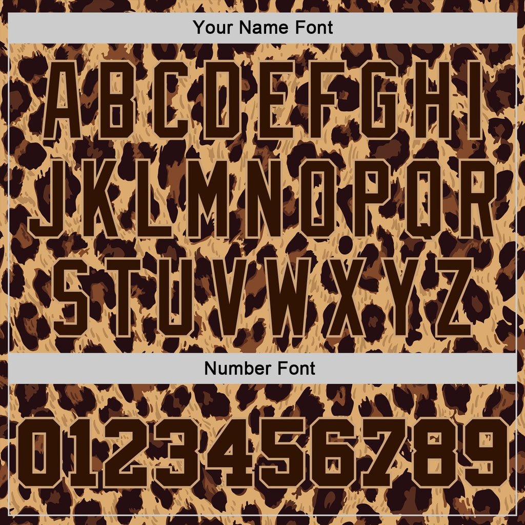 Custom Brown Brown-Old Gold 3D Pattern Design Leopard Authentic Basketball Jersey photo 3