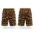 Custom Brown Brown-Old Gold 3D Pattern Design Leopard Authentic Basketball Shorts